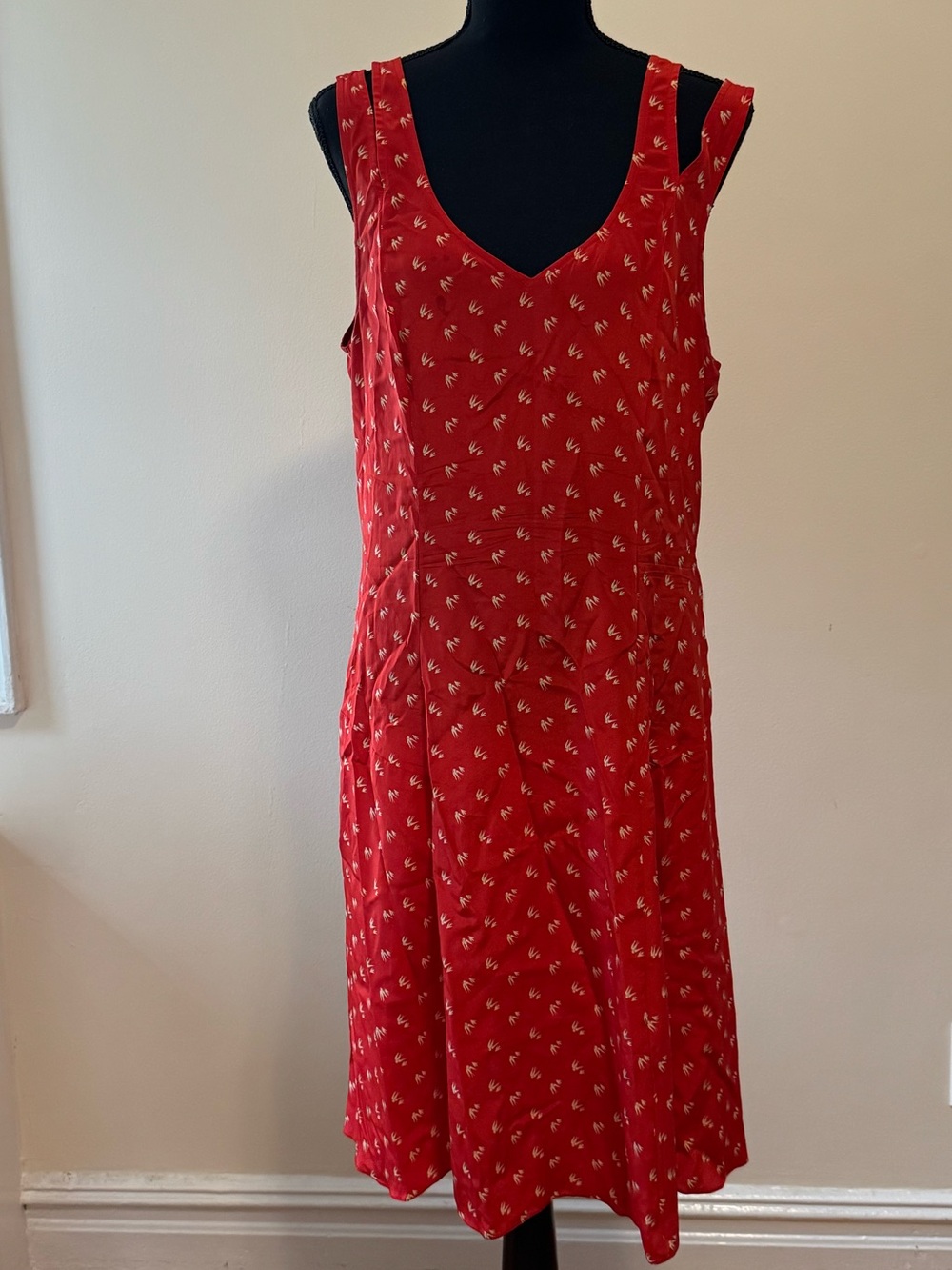 Moulinette Soeurs Red Floral Sleeveless V-Neck Dress